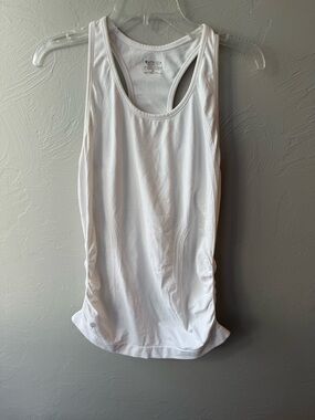 Athleta White Racerback Ruched Tank Top Athletic Yoga Gym Top Size Medium
